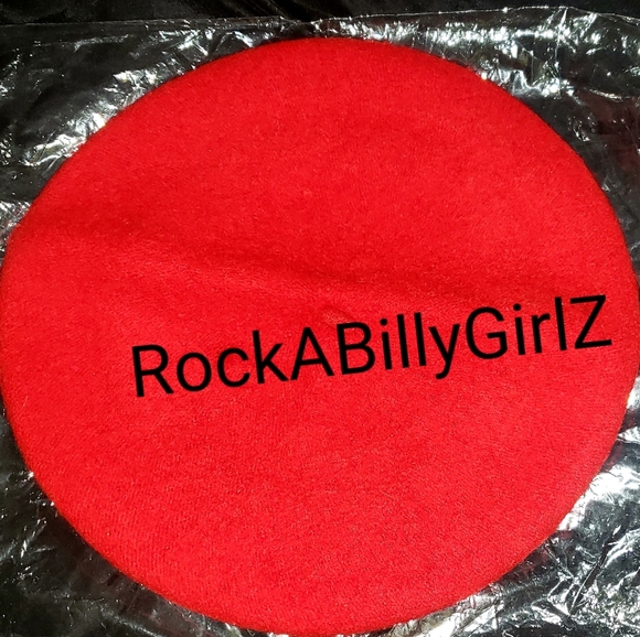 Tatyana 1940's Parisienne Flair Red RockABilly Pinup Wool Beret Hat - Picture 2 of 4